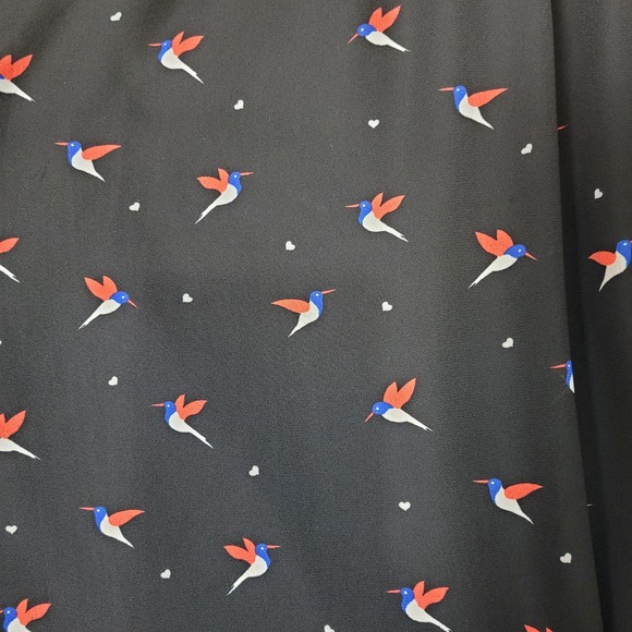 Torrid Knee Length Flare Skirt Plus Skater Black  Studded Novelty Print Birds - Picture 6 of 16